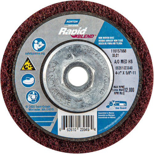 ‎4-1/2″ × 5/8″-11 Rapid Prep Depressed Center Finishing Wheel 150-180 Grit Aluminum Oxide - Americas Industrial Supply