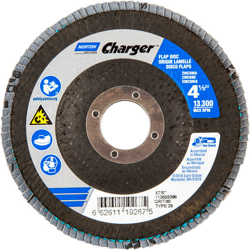 ‎4-1/2″ × 1/4″ × 7/8″ Charger R822 Flap Disc Type 29 Conical 80 Grit - Americas Industrial Supply