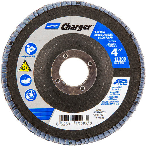 ‎4-1/2″ × 1/4″ × 7/8″ Charger R822 Flap Disc Type 29 Conical 60 Grit - Americas Industrial Supply