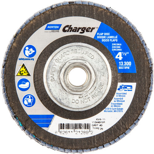 ‎4-1/2″ × 1/4″ × 5/8″ Charger R822 Flap Disc Type 29 Conical 40 Grit - Americas Industrial Supply