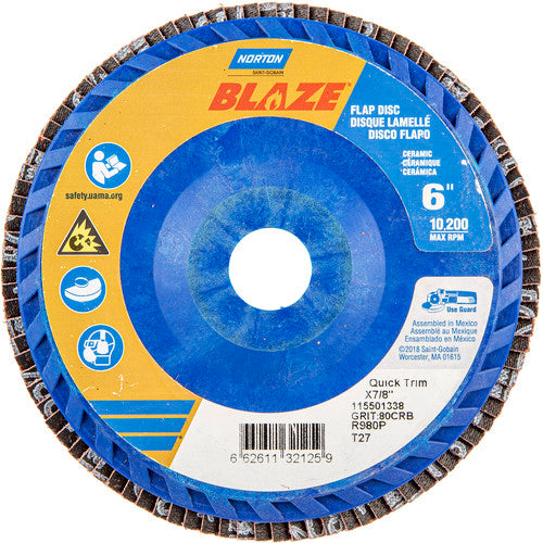 6″ × 7/8″ 40 Grit Type 27 Blaze Flap Disc - Americas Industrial Supply