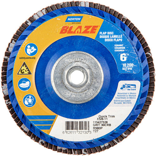 ‎6″ × 5/8″-11 80 Grit Type 27 Blaze Flap Disc - Americas Industrial Supply