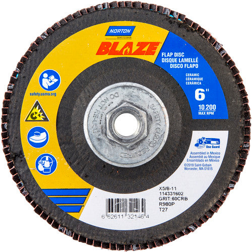 ‎6″ × 5/8″-11 60 Grit Type 27 Blaze Flap Disc - Americas Industrial Supply