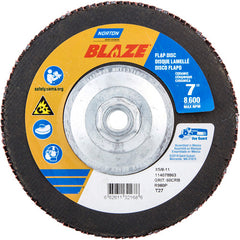‎7 × 5/8 - 11″ Blaze Fiberglass HD Flat Flap Disc Type 27 60 Grit R980P Premium Ceramic Alumina - Americas Industrial Supply