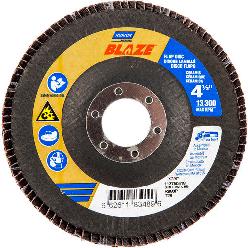 ‎4-1/2″ × 1/4″ × 7/8″ SG Blaze R980P Flap Disc Type 29 Conical 80 Grit - Americas Industrial Supply