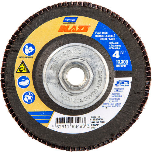 ‎4-1/2″ × 1/4″ × 5/8″ SG Blaze R980P Flap Disc Type 29 Conical 80 Grit - Americas Industrial Supply