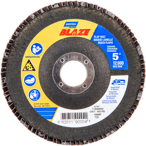 5″ × 1/4″ × 7/8″ SG Blaze R980P Flap Disc Type 29 Conical 80 Grit - Americas Industrial Supply