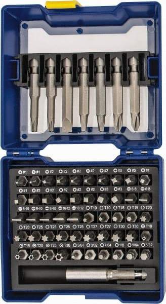 Irwin - 58 Piece, 1/4" Drive Screwdriver Insert Bit Set - #1 to #3 Phillips, 0.05 to 1/4" Hex, 1.27 to 10mm Hex, T10 to T40 Torx, #1 to #3 Square Recess - Americas Industrial Supply