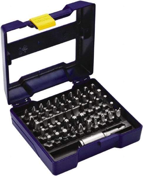 Irwin - 51 Piece, 1/4" Drive Screwdriver Insert Bit Set - #1 to #3 Phillips, 0.05 to 1/4" Hex, 1.27 to 10mm Hex, T10 to T40 Torx, #1 to #3 Square Recess - Americas Industrial Supply