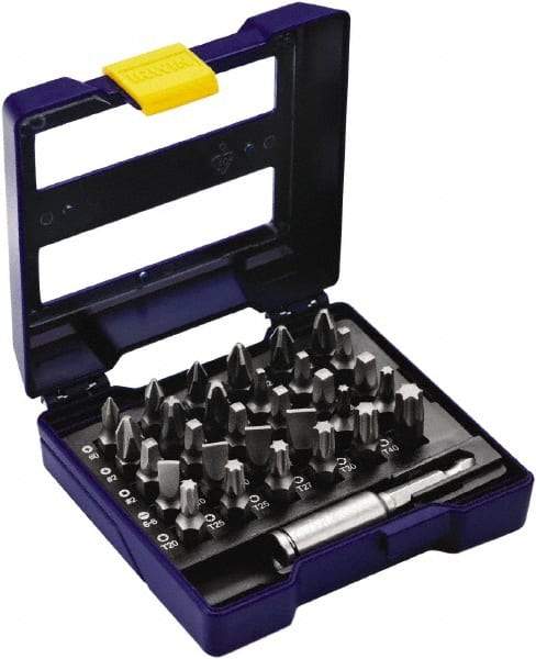Irwin - 31 Piece, 1/4" Drive Screwdriver Insert Bit Set - #0 to #3 Phillips, 0.05 to 1/4" Hex, 1.27 to 10mm Hex, T10 to T40 Torx, #1 to #3 Square Recess - Americas Industrial Supply