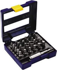 Irwin - 31 Piece, 1/4" Drive Screwdriver Insert Bit Set - #0 to #3 Phillips, 0.05 to 1/4" Hex, 1.27 to 10mm Hex, T10 to T40 Torx, #1 to #3 Square Recess - Americas Industrial Supply