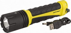 PRO-SAFE - White LED Bulb, 500 Lumens, Industrial/Tactical Flashlight - Black, Yellow Aluminum Body, 4 AA Batteries Not Included - Americas Industrial Supply