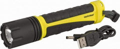PRO-SAFE - White LED Bulb, 280 Lumens, Industrial/Tactical Flashlight - Black, Yellow Aluminum Body, 4 AAA Batteries Not Included - Americas Industrial Supply