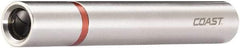 Coast Cutlery - White LED Bulb, 18 Lumens, Mini Flashlight - Silver Stainless Steel Body, 1 AAA Alkaline Battery Included - Americas Industrial Supply