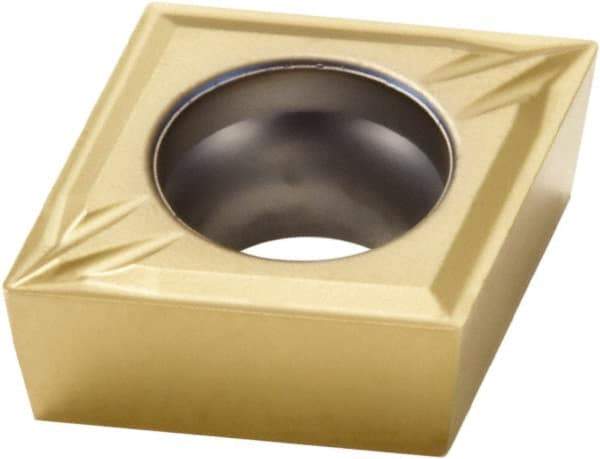 Seco - CCMT21.5 MF2 Grade CP500 Carbide Turning Insert - TiAlN/TiN Finish, 80° Diamond, 1/4" Inscr Circle, 3/32" Thick, 1/64" Corner Radius - Americas Industrial Supply