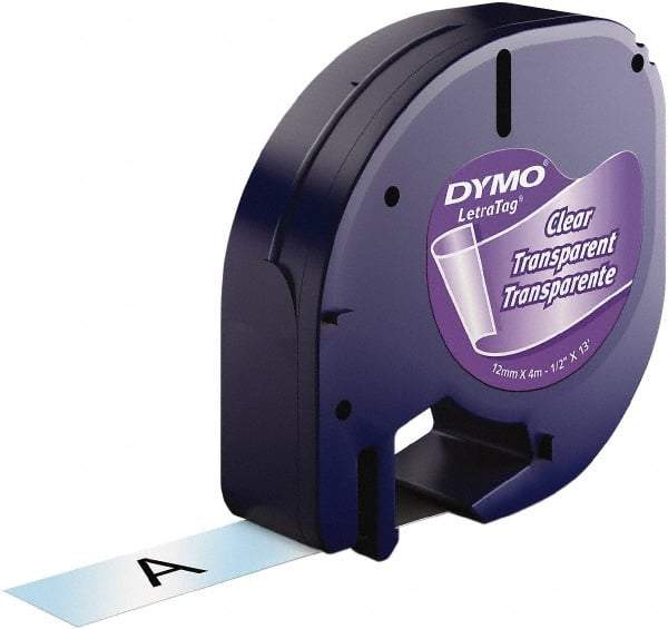 Dymo - 1/2" Wide x 156" Long, Black On Clear Plastic Label Printer Cartridge - For DYMO Letratag Printers - Americas Industrial Supply