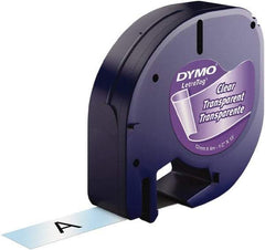 Dymo - 1/2" Wide x 156" Long, Black On Clear Plastic Label Printer Cartridge - For DYMO Letratag Printers - Americas Industrial Supply
