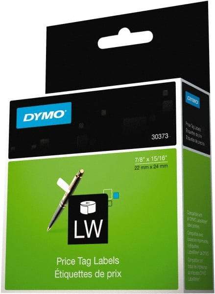 Dymo - 15/16" Wide x 15/16" Long, White Price Tag - For DYMO LabelWriter Printers - Americas Industrial Supply