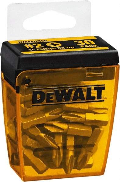 DeWALT - #2, Tip Phillips Screwdriver Bit - 1/4" Drive, 1" OAL - Americas Industrial Supply