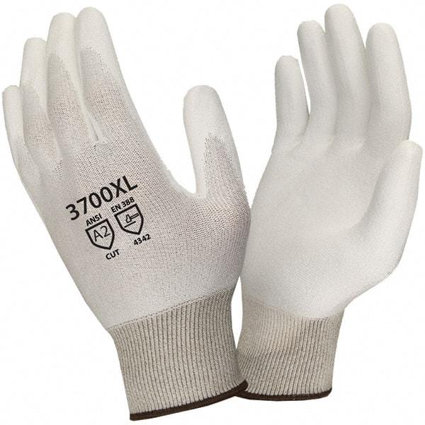 Cordova - Size XL, ANSI Cut Lvl 2, Puncture Lvl 2, Abrasion Lvl 4, Cut & Puncture Resistant Gloves - Palm Coated, White - Americas Industrial Supply