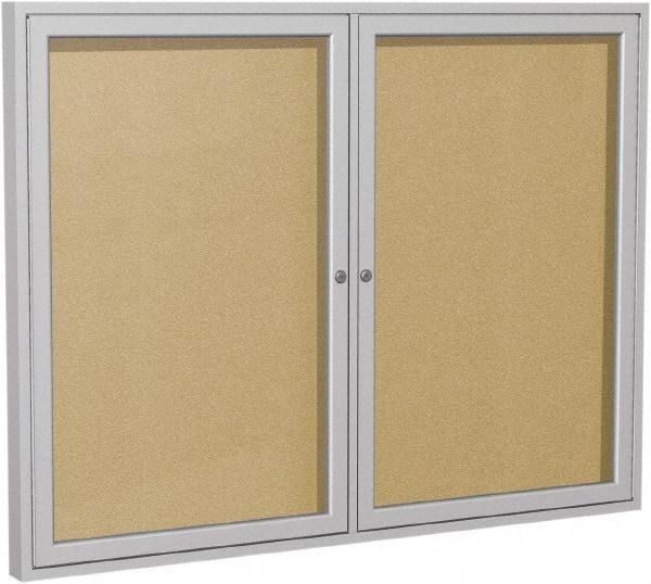 Ghent - 48" Wide x 36" High Enclosed Cork Bulletin Board - Vinyl, Caramel - Americas Industrial Supply