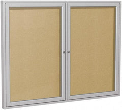 Ghent - 48" Wide x 36" High Enclosed Cork Bulletin Board - Vinyl, Caramel - Americas Industrial Supply