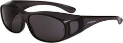 CrossFire - Smoke Lenses, Framed Safety Glasses - Scratch Resistant, Crystal Black Frame, Size Universal, Over the Glasses - Americas Industrial Supply