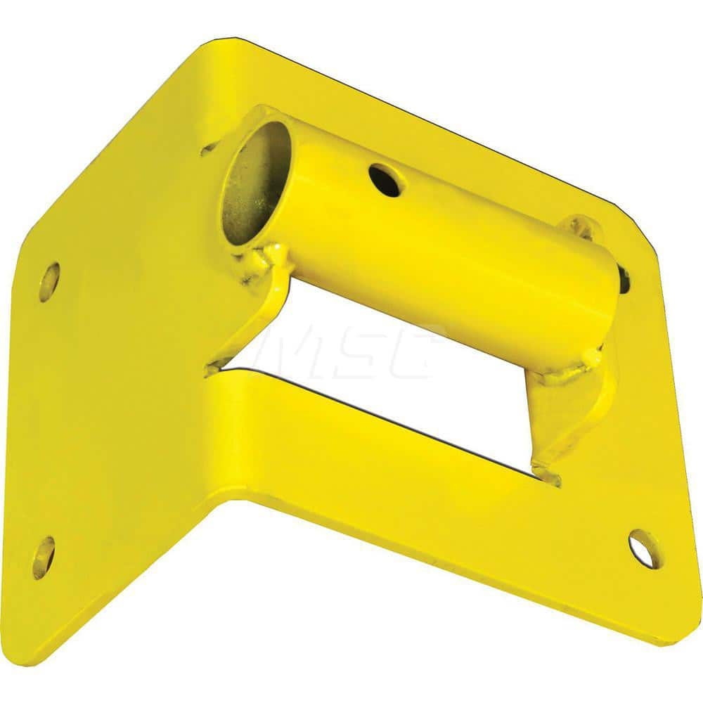 Traffic Guard Rail Mount Post: 8.57″ High, Permanent Mount, Steel, Yellow Use with RailGuard 200 Long Leg Rails