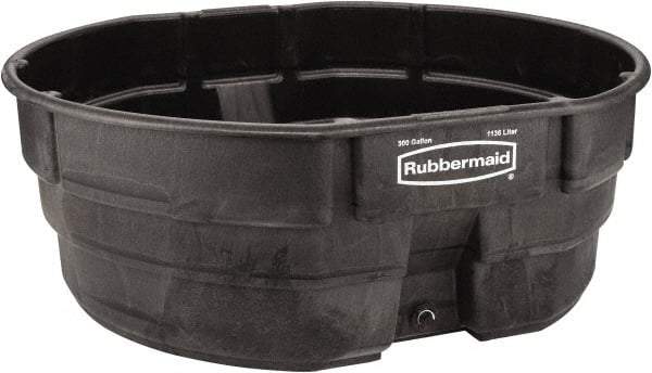Rubbermaid - 300 Gallon Black Oval Plastic Stock Tank - 25" High x 69" Diam - Americas Industrial Supply