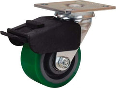 Hamilton - 4" Diam x 2" Wide x 5-5/8" OAH Top Plate Mount Swivel Caster with Brake - Polyurethane Mold onto Cast Iron Center, 750 Lb Capacity, Precision Ball Bearing, 4 x 4-1/2" Plate - Americas Industrial Supply