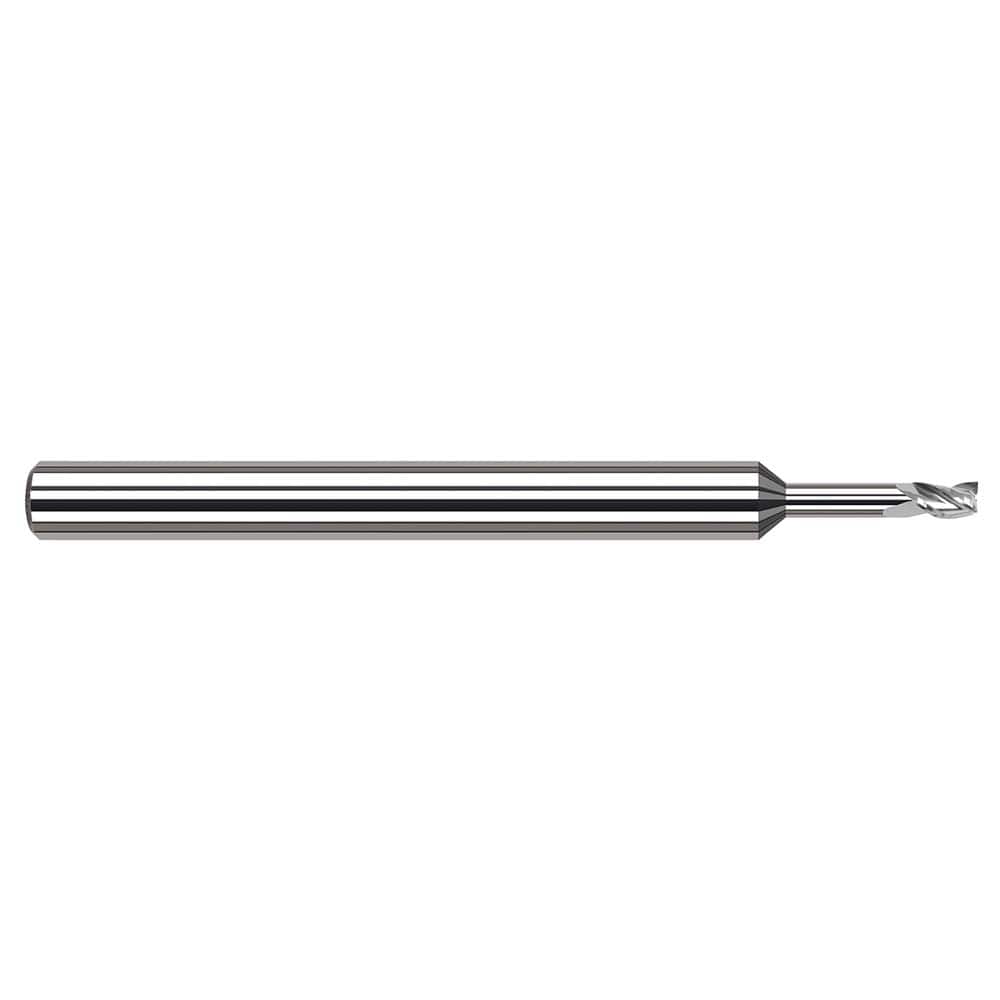 Square End Mill: 3/16'' Dia, 9/32'' LOC, 3/16'' Shank Dia, 3'' OAL, 4 Flutes, Solid Carbide Single End, Uncoated, 30 ° Helix, Centercutting, RH Cut, RH Flute