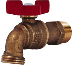 Legend Valve - 1/2" Pipe, 1/2" Tube, Aluminum Hose Bib Drain Cock & Shutoff Valve - 1/2 MNPT Thread, 125 Max psi, 2-29/64" Long - Americas Industrial Supply