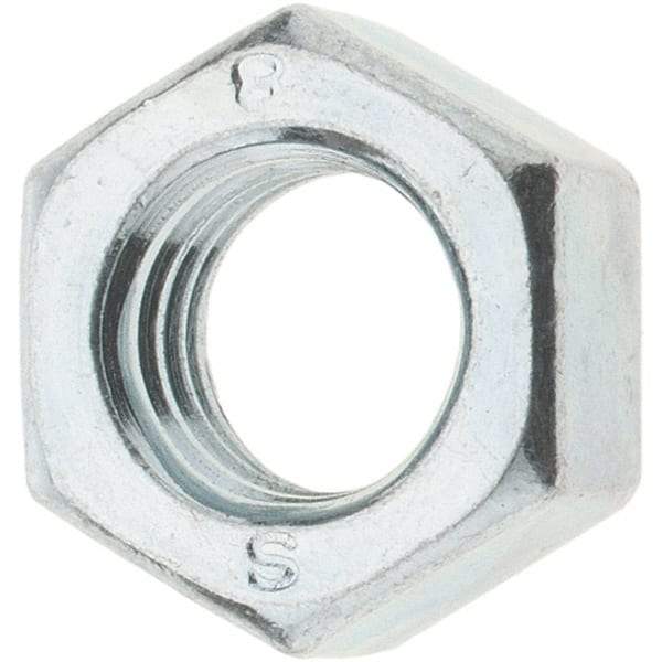 Value Collection - M8x1.25 Metric Coarse Steel Right Hand Hex Nut - 12mm Across Flats, 6.5mm High, Zinc-Plated Finish - Americas Industrial Supply