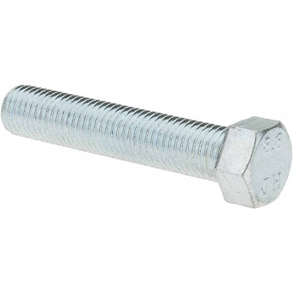 Value Collection - M10x1.25mm Metric Fine, 50mm Length Under Head Hex Head Cap Screw - Partially Threaded, Grade 8.8 Steel, Zinc-Plated Finish, 17mm Hex - Americas Industrial Supply