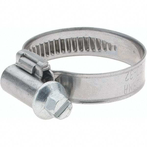 Value Collection - 20 to 32mm Diam, Stainless Steel Worm Drive Clamp - 9mm Wide - Americas Industrial Supply