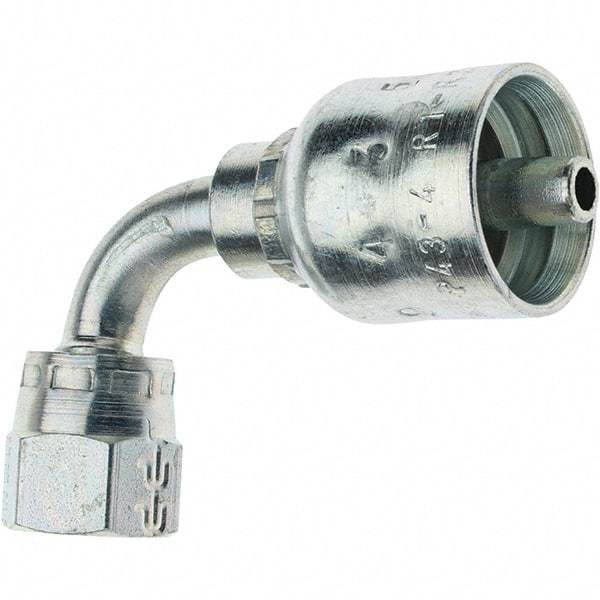 Parker - 1/2-20 Female JIC Steel Hydraulic Hose Female JIC Swivel & 90° Elbow - -4 Hose Size, 1/4" Hose Diam - Americas Industrial Supply