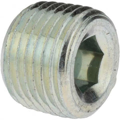 Parker - 1/2 Male Thread, Zinc Plated Steel Industrial Pipe Hollow Hex Plug - MNPTF, 6,000 psi - Americas Industrial Supply