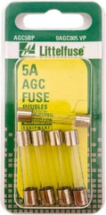 Value Collection - 5 Amp, Fast-Acting Miniature Glass/Ceramic Fuse - 1-1/4" OAL, 1/4" Diam - Americas Industrial Supply