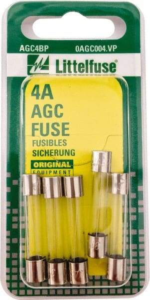 Value Collection - 4 Amp, Fast-Acting Miniature Glass/Ceramic Fuse - 1-1/4" OAL, 1/4" Diam - Americas Industrial Supply