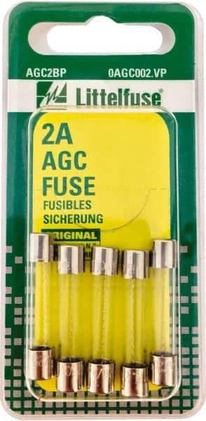 Value Collection - 2 Amp, Fast-Acting Miniature Glass/Ceramic Fuse - 1-1/4" OAL, 1/4" Diam - Americas Industrial Supply