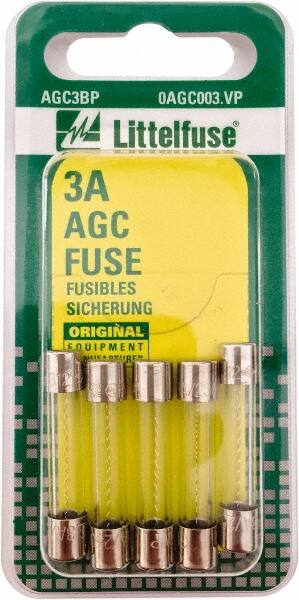 Value Collection - 32V AC/DC, 3 Amp, Fast-Acting Miniature Glass/Ceramic Fuse - 1-1/4" OAL, 1/4" Diam - Americas Industrial Supply