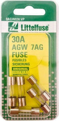 Value Collection - 32V AC/DC, 30 Amp, Fast-Acting Miniature Glass/Ceramic Fuse - 7/8" OAL, 1/4" Diam - Americas Industrial Supply