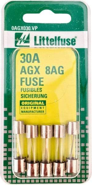 Value Collection - 32V AC/DC, 30 Amp, Fast-Acting Miniature Glass/Ceramic Fuse - 7/8" OAL, 1/4" Diam - Americas Industrial Supply