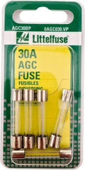 Value Collection - 32V AC/DC, 30 Amp, Fast-Acting Miniature Glass/Ceramic Fuse - 1-1/4" OAL, 1/4" Diam - Americas Industrial Supply