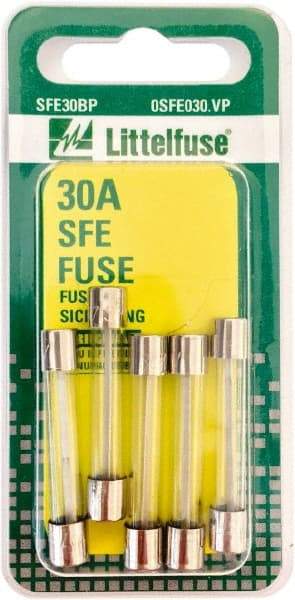 Value Collection - 32V AC/DC, 30 Amp, Fast-Acting Miniature Glass/Ceramic Fuse - 1-7/16" OAL, 1/4" Diam - Americas Industrial Supply