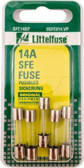 Value Collection - 32V AC/DC, 14 Amp, Fast-Acting Miniature Glass/Ceramic Fuse - 1-1/16" OAL, 1/4" Diam - Americas Industrial Supply