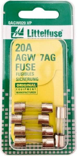 Value Collection - 32V AC/DC, 20 Amp, Fast-Acting Miniature Glass/Ceramic Fuse - 7/8" OAL, 1/4" Diam - Americas Industrial Supply