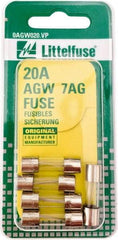 Value Collection - 32V AC/DC, 20 Amp, Fast-Acting Miniature Glass/Ceramic Fuse - 7/8" OAL, 1/4" Diam - Americas Industrial Supply