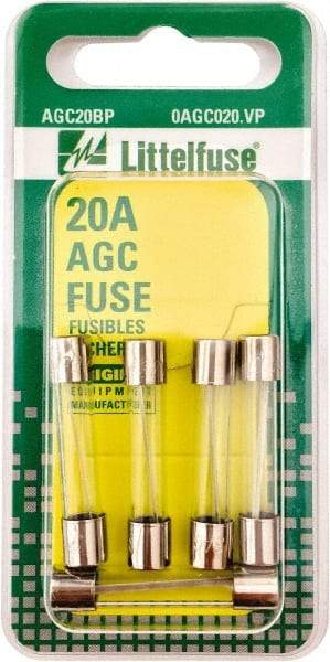 Value Collection - 32V AC/DC, 20 Amp, Fast-Acting Miniature Glass/Ceramic Fuse - 1-1/4" OAL, 1/4" Diam - Americas Industrial Supply