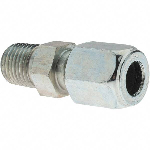 Parker - Metal Flareless Bite Tube 3/8" OD Male Connector - 1/4 NPTF - Americas Industrial Supply